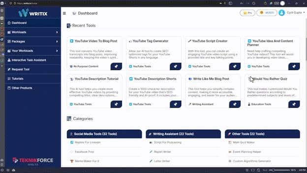 The interface of writix